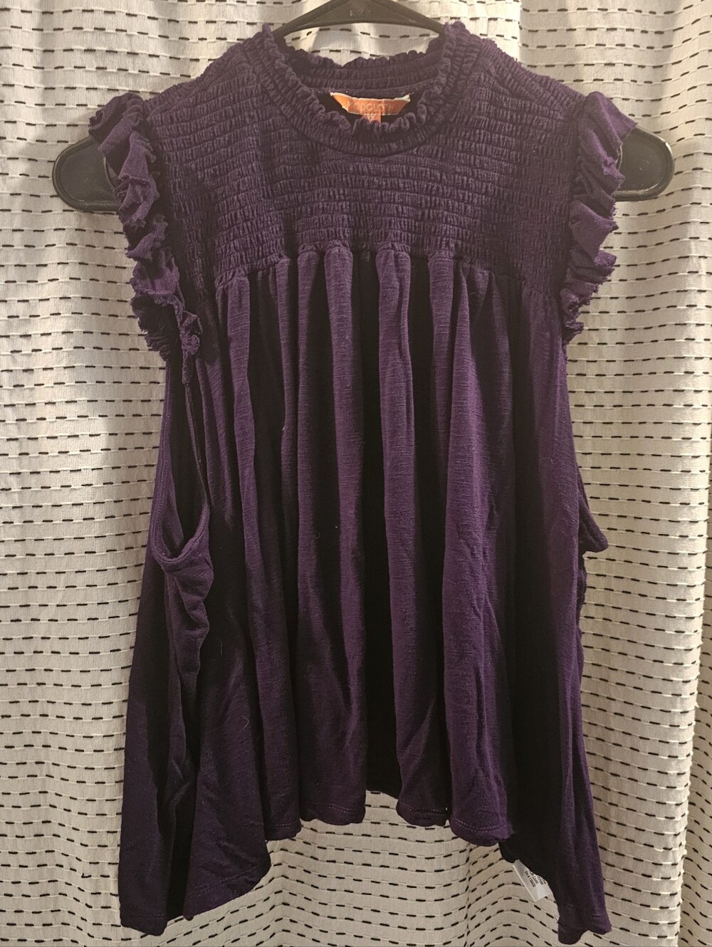 Modcloth Deep Purple Smocked Ruffle Tank